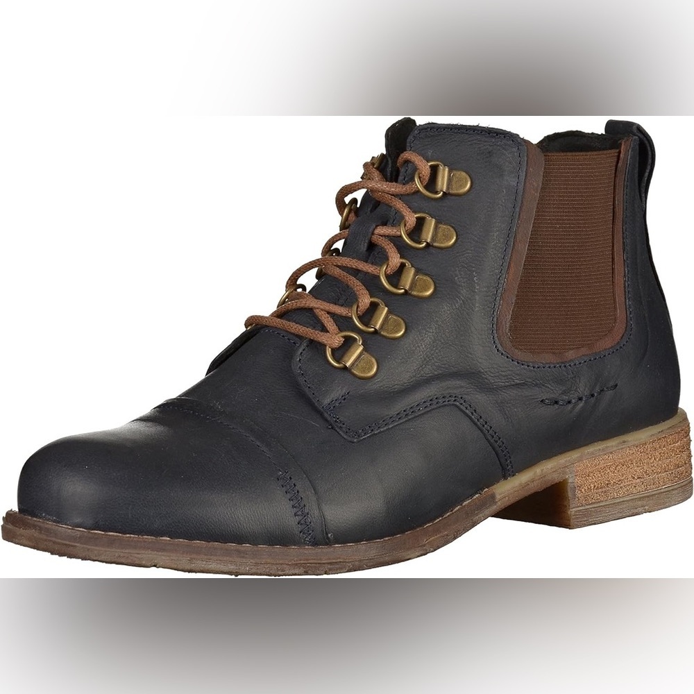 Josef Seibel Sienna 09 Ocean/Marone Navy Leather Lace Up Ankle Boots